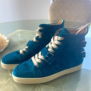 LOUBOUTIN HIGH TOP SUEDE SNEAKERS